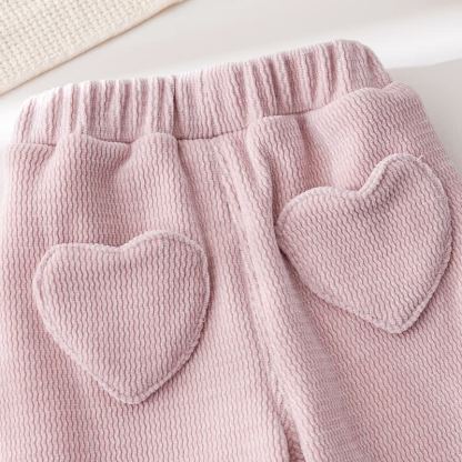 Pantaloni in pile comodi con cuori o allegri per bambina - image 7