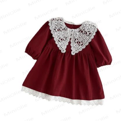Vestito natalizio a maniche lunghe con colletto per bambina - image 3