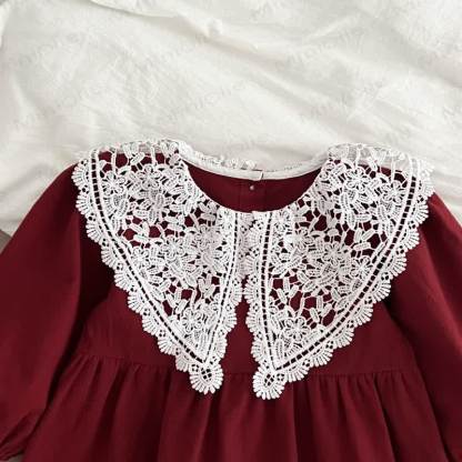 Vestito natalizio a maniche lunghe con colletto per bambina - image 4
