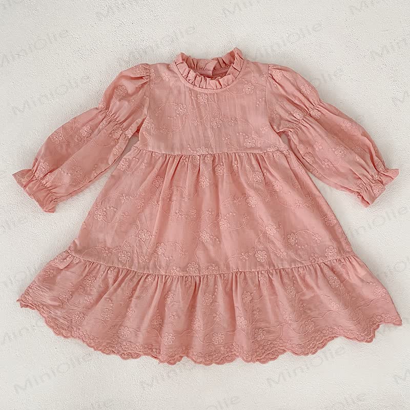 Vestito a balze con fiori dolci e pizzo per bambina - image 2