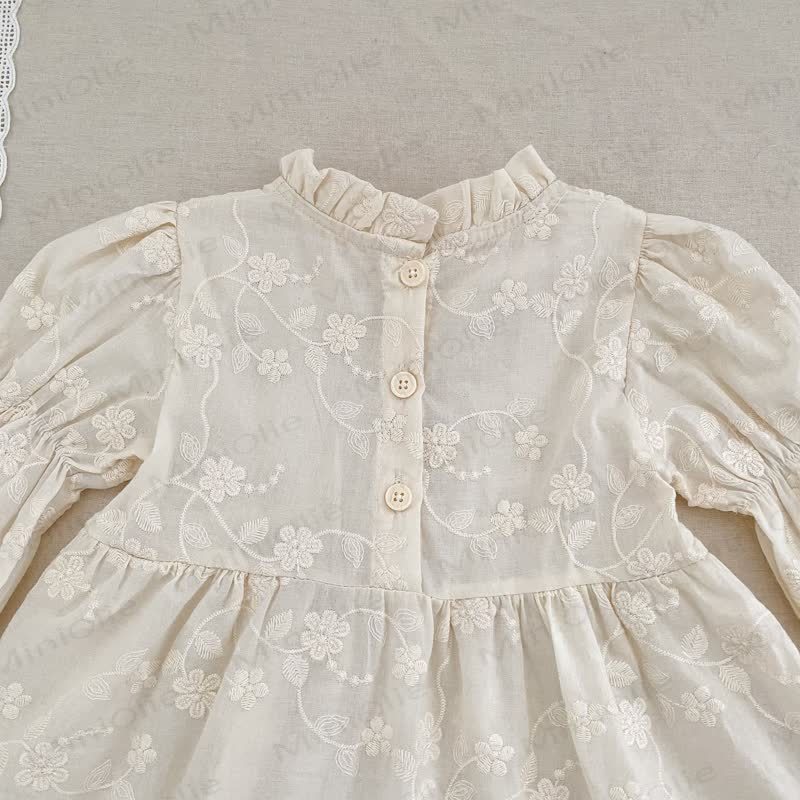 Vestito a balze con fiori dolci e pizzo per bambina - image 7