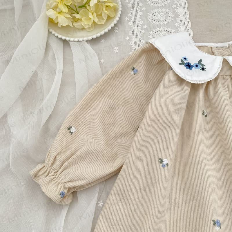 Vestito a fiori in velluto a coste per bambina - image 9