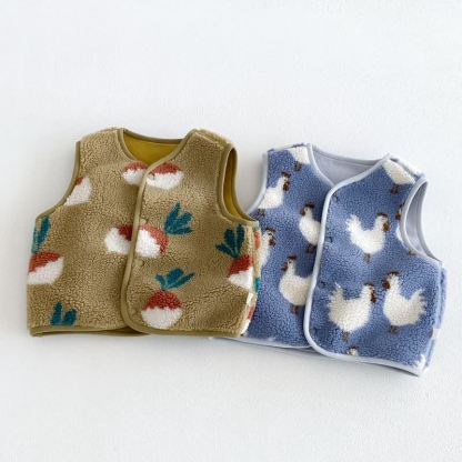 Gilet o maglia a maniche lunghe in sherpa con stampa animalier per neonati e bambini piccoli - image 8