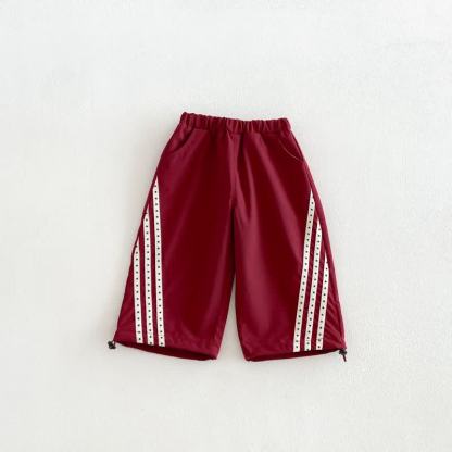Pantaloni con coulisse a righe a contrasto o maglietta raglan per neonati e bambini piccoli - Rosso - 6-7T - image 4