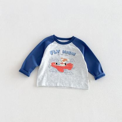 Pantaloni con coulisse a righe a contrasto o maglietta raglan per neonati e bambini piccoli - Blu - 6-7T - image 7