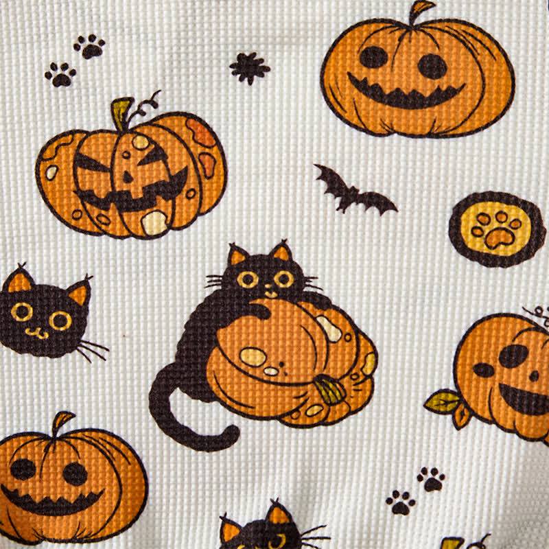 Set di 2 pezzi con stampa di gatto nero, zucca e pipistrello, motivo waffle. - image 4