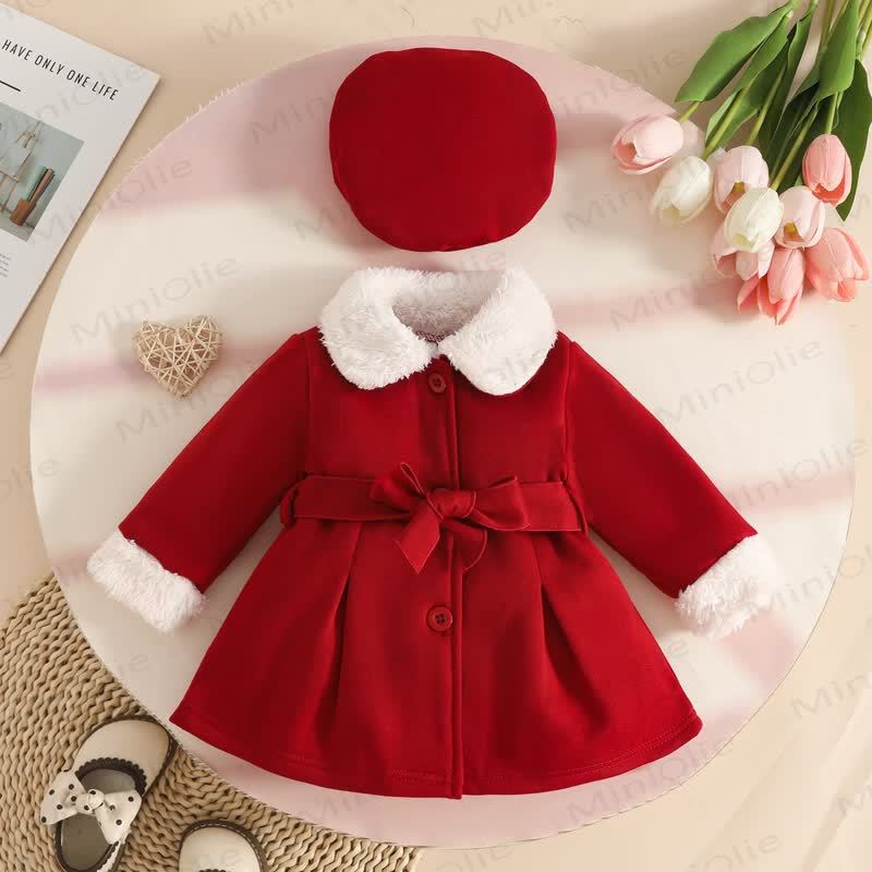 Completo natalizio da bambina con berretto rosso e cappotto. - Rosso - 4T - image 3