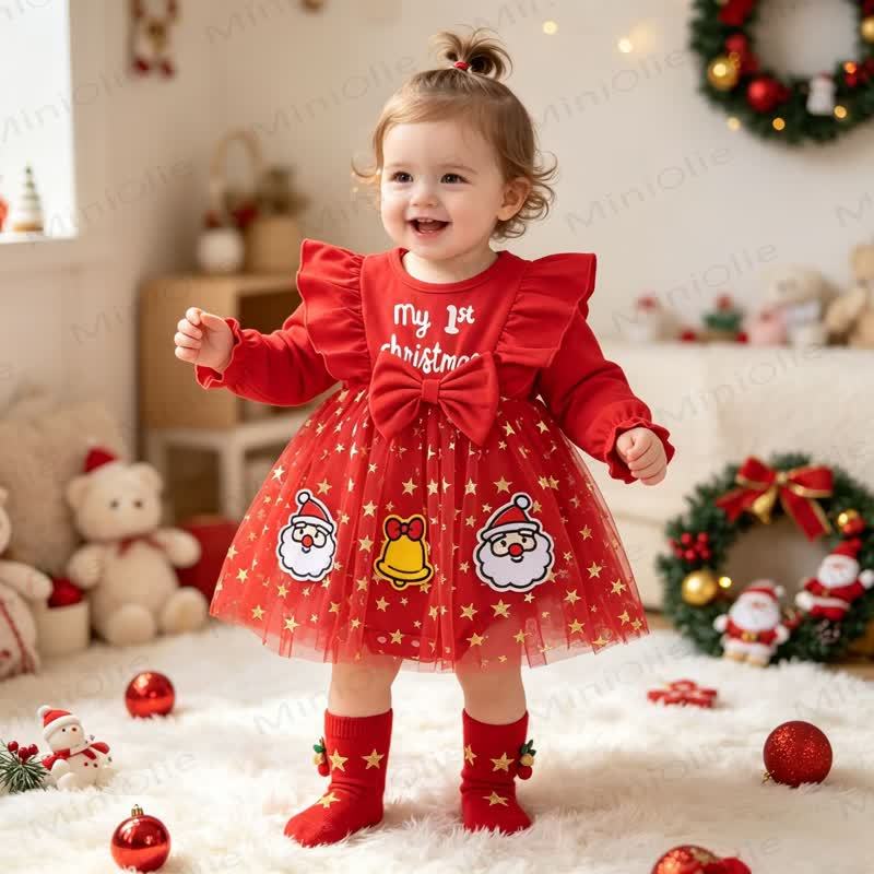 Vestitino natalizio in tulle con fiocco per bambina - Rosso - 12-18 mesi - image 1