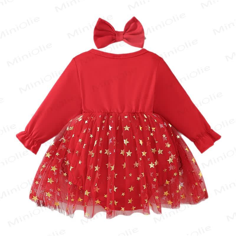 Vestitino natalizio in tulle con fiocco per bambina - image 3