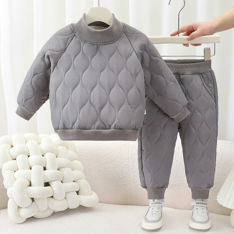 Completo due pezzi per bambino composto da felpa trapuntata calda e pantaloni della tuta. - Grigio - 8-9T - image 3