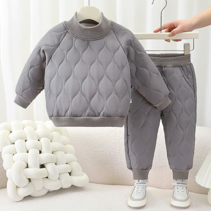 Completo due pezzi per bambino composto da felpa trapuntata calda e pantaloni della tuta. - Grigio - 8-9T - image 3