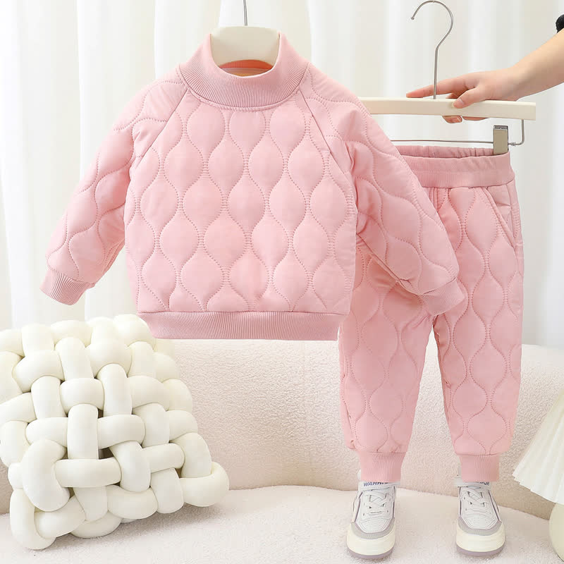 Completo due pezzi per bambino composto da felpa trapuntata calda e pantaloni della tuta. - Rosa - 8-9T - image 4