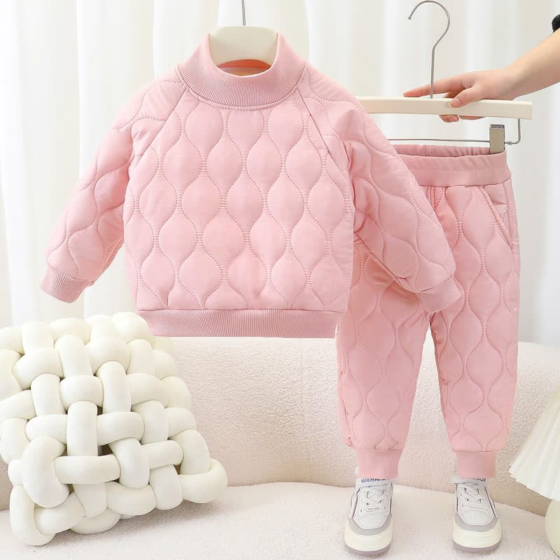 Completo due pezzi per bambino composto da felpa trapuntata calda e pantaloni della tuta. - Rosa - 8-9T - image 4