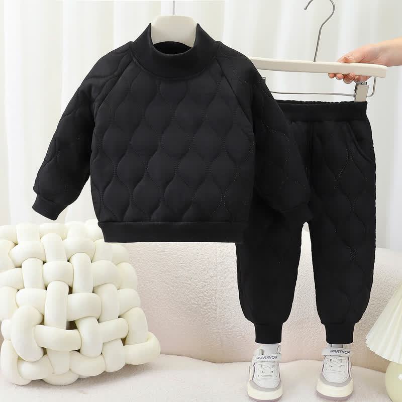Completo due pezzi per bambino composto da felpa trapuntata calda e pantaloni della tuta. - Nero - 8-9T - image 2