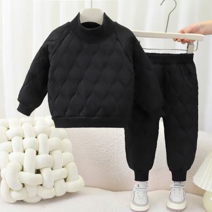 Completo due pezzi per bambino composto da felpa trapuntata calda e pantaloni della tuta. - Nero - 8-9T - image 2