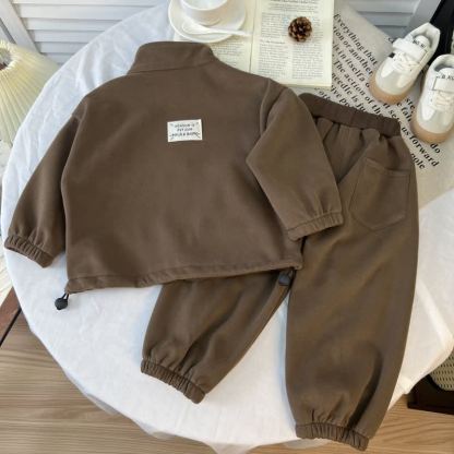 Completo due pezzi per neonato/a: giacca e pantaloni sportivi casual con cerniera. - image 4