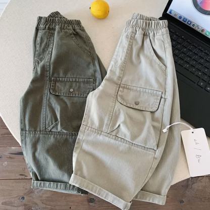 Pantaloni cargo da bambino a tinta unita - image 4