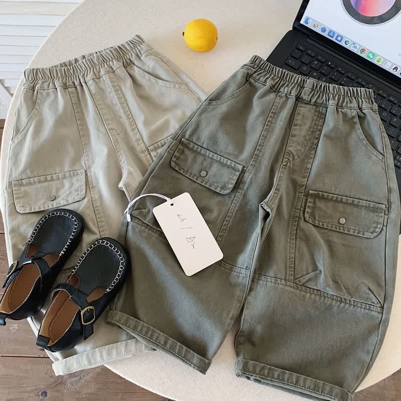 Pantaloni cargo da bambino a tinta unita - image 1