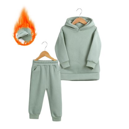 Completo per bambini composto da felpa con cappuccio e pantaloni in morbido pile, composto da due pezzi. - Verde - 6-7T - image 3