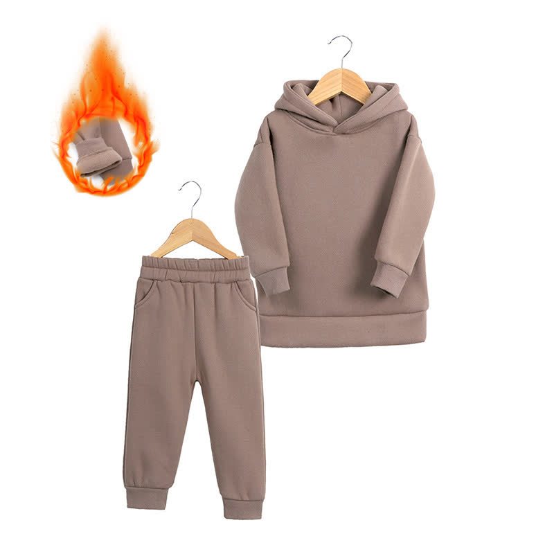 Completo per bambini composto da felpa con cappuccio e pantaloni in morbido pile, composto da due pezzi. - Marrone - 6-7T - image 4