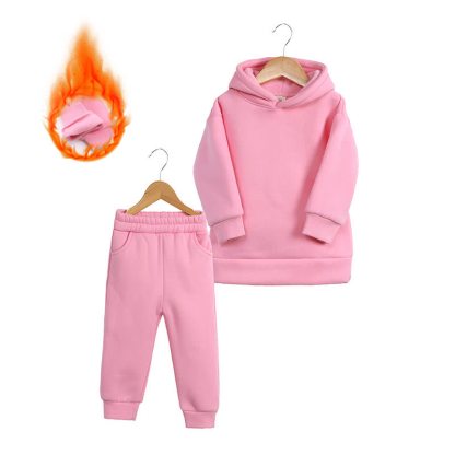 Completo per bambini composto da felpa con cappuccio e pantaloni in morbido pile, composto da due pezzi. - Rosa - 6-7T - image 5