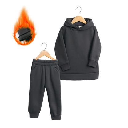 Completo per bambini composto da felpa con cappuccio e pantaloni in morbido pile, composto da due pezzi. - Grigio - 6-7T - image 6