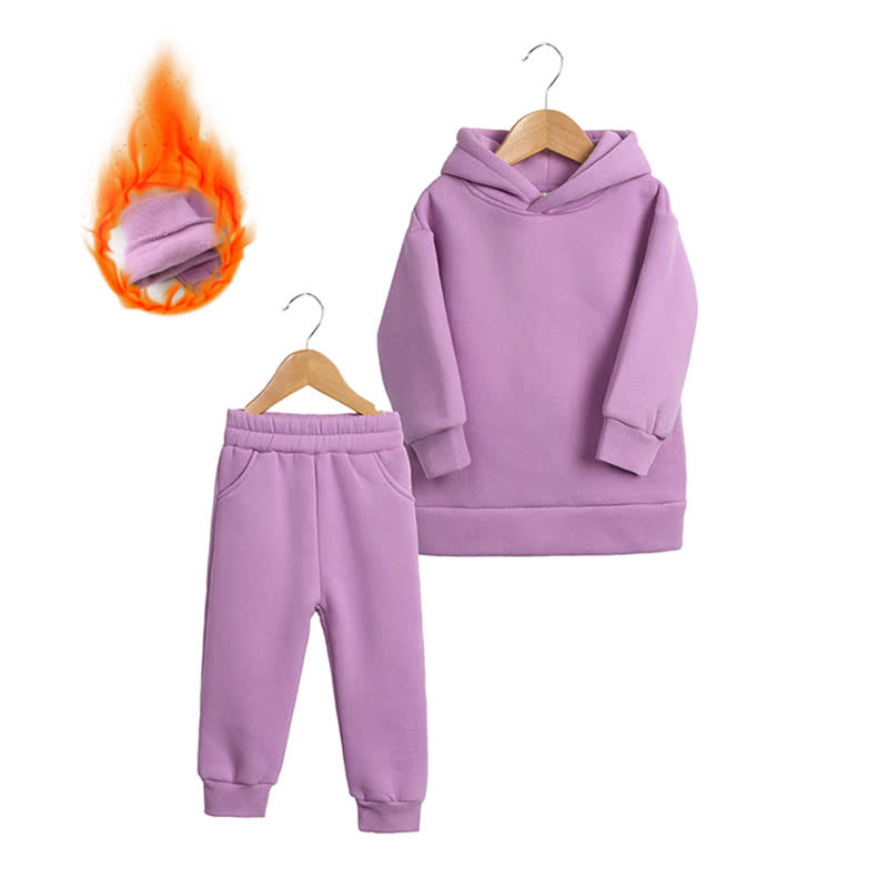 Completo per bambini composto da felpa con cappuccio e pantaloni in morbido pile, composto da due pezzi. - Viola - 6-7T - image 7