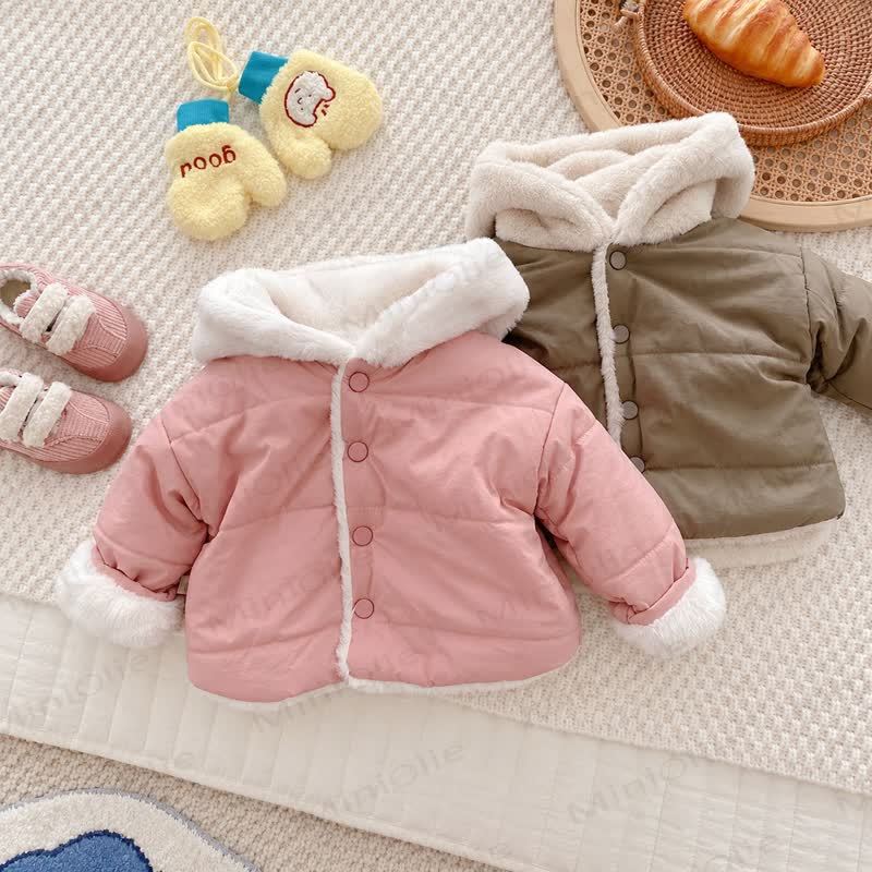 Giacca imbottita in pile con orecchie per neonati e bambini piccoli - image 5