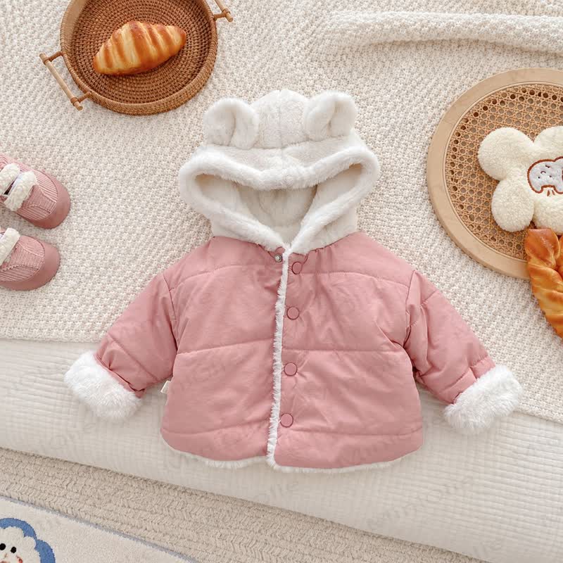 Giacca imbottita in pile con orecchie per neonati e bambini piccoli - Rosa - 4-5T - image 3