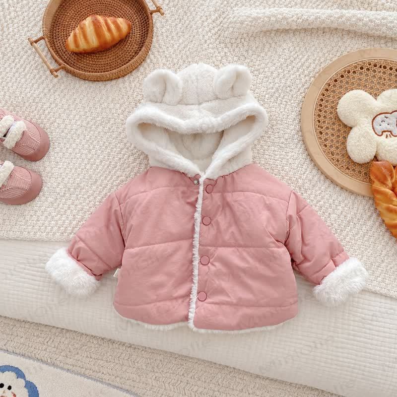 Giacca imbottita in pile con orecchie per neonati e bambini piccoli - Rosa - 4-5T - image 3