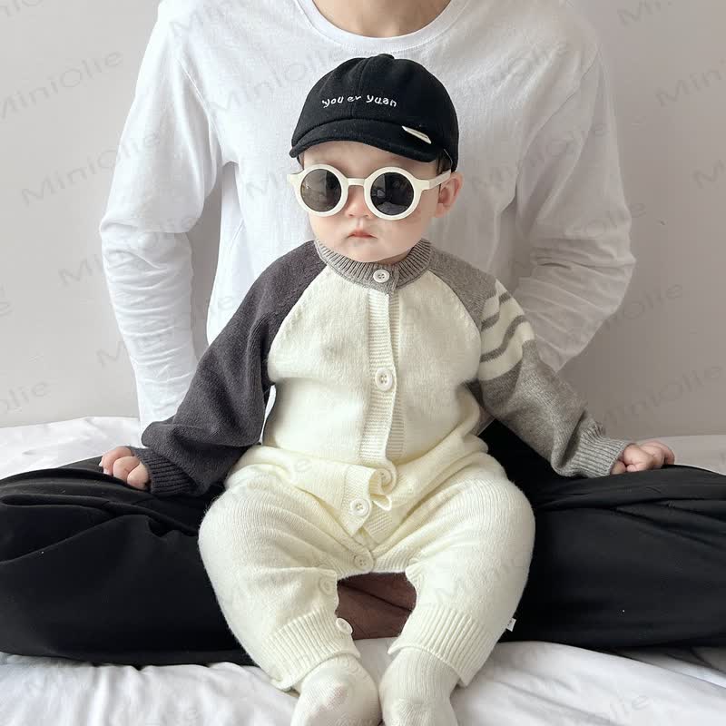 Tutina a maniche lunghe color block per neonato - image 2
