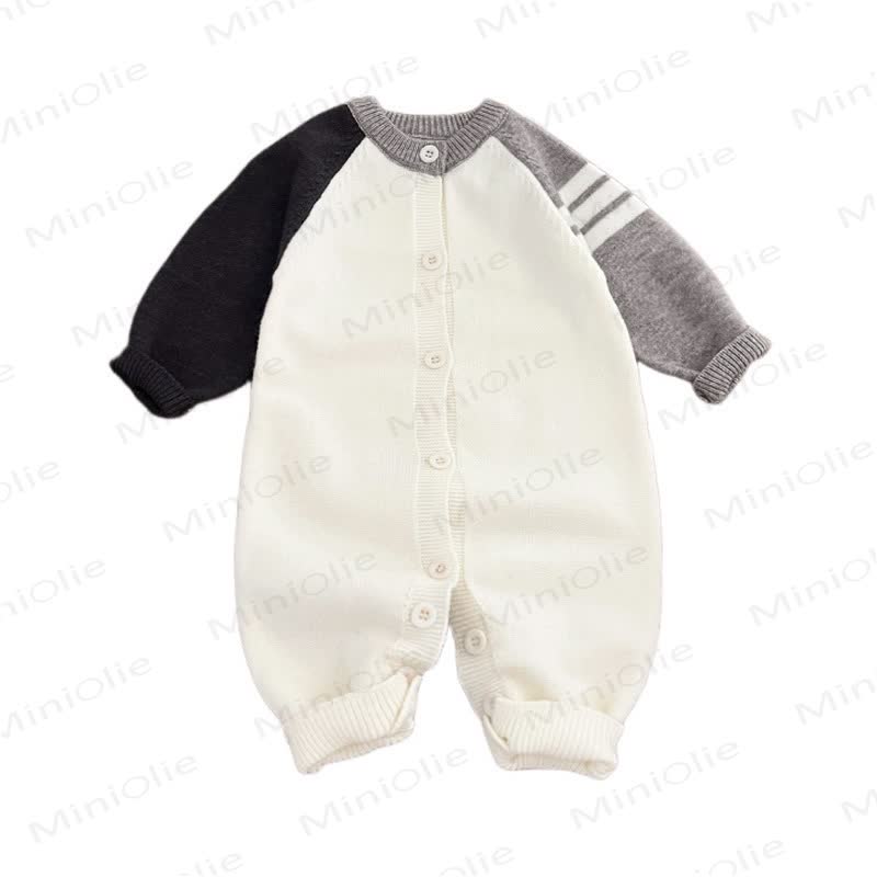 Tutina a maniche lunghe color block per neonato - image 4