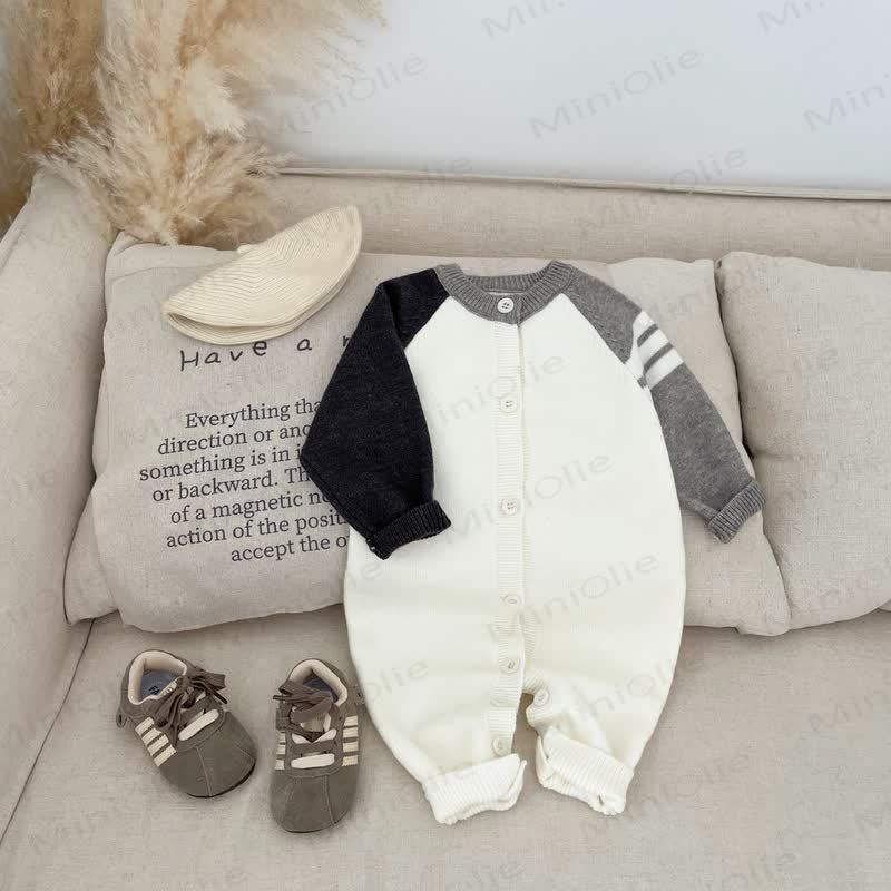 Tutina a maniche lunghe color block per neonato - image 3