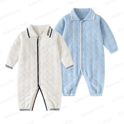 Tutina da neonato con colletto e bottoni a pressione sul davanti - image 6