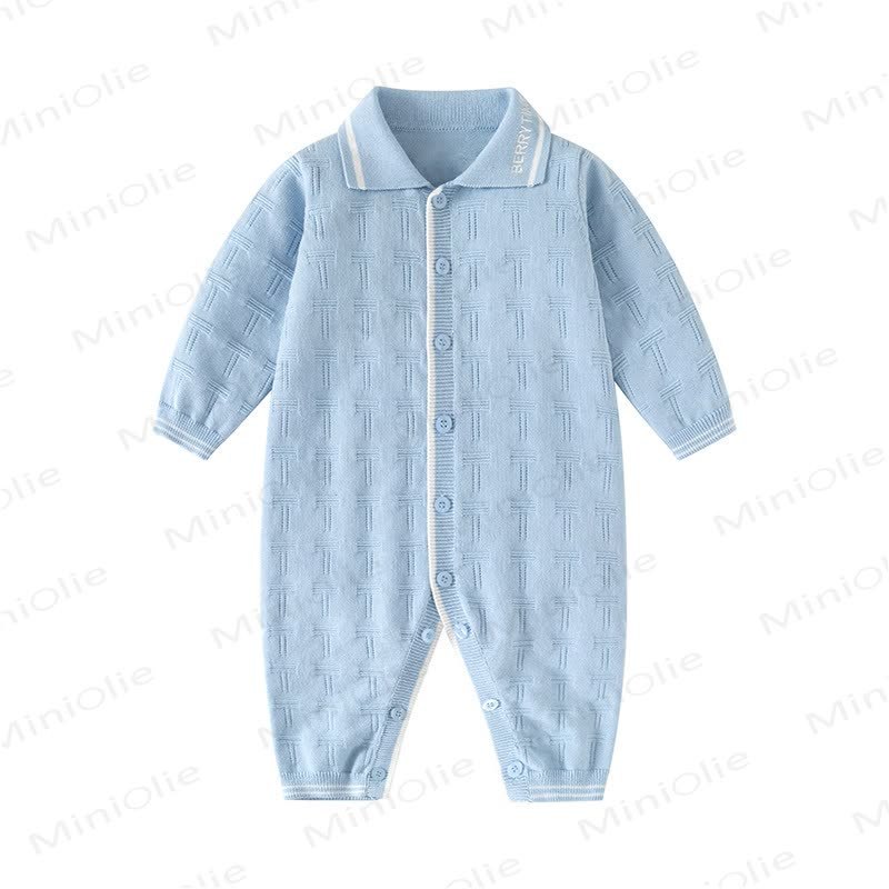 Tutina da neonato con colletto e bottoni a pressione sul davanti - Blu - 18-24 mesi - image 2