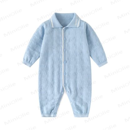 Tutina da neonato con colletto e bottoni a pressione sul davanti - Blu - 18-24 mesi - image 2