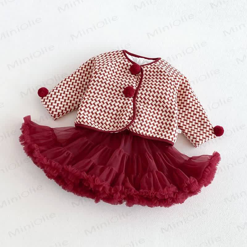 Capospalla a quadri rossi o vestito in garza rossa per bambina - image 6