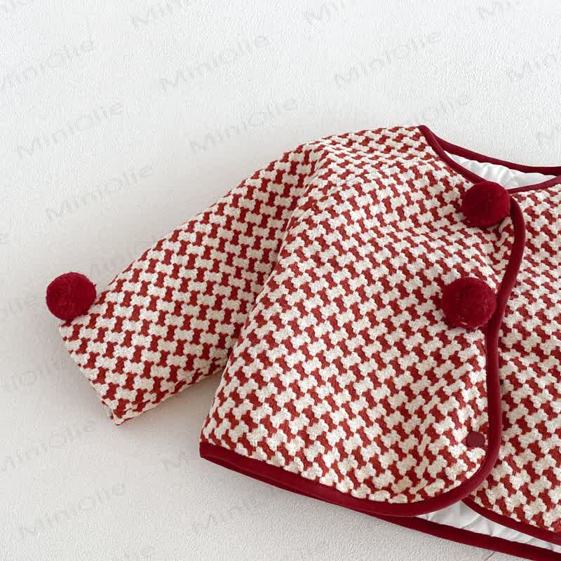 Capospalla a quadri rossi o vestito in garza rossa per bambina - image 4