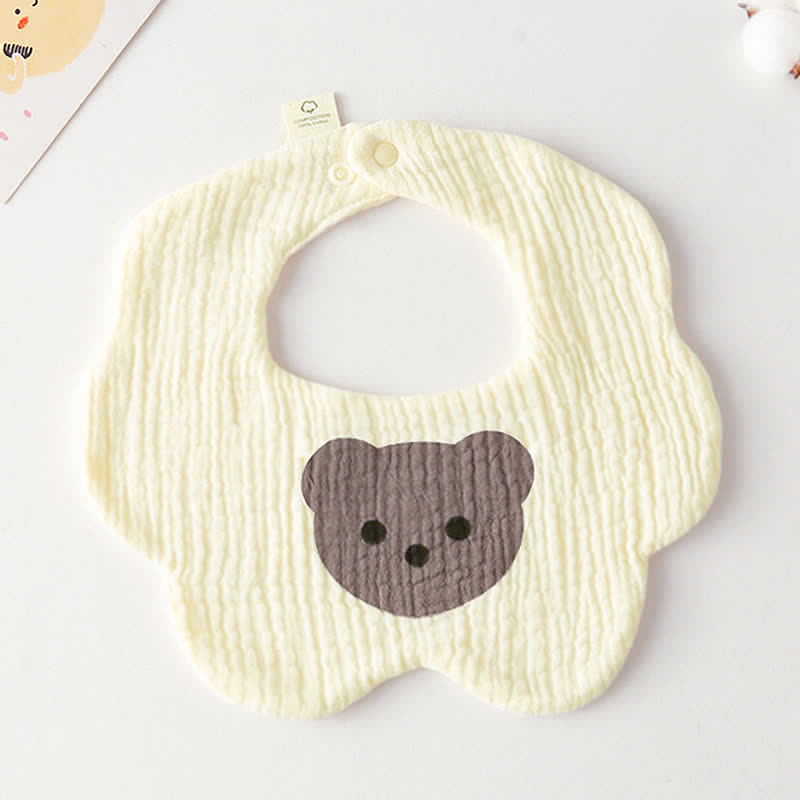 Bavaglino in mussola di cotone con orsetto per bambini - Beige - Da 0 a 12 mesi - image 1