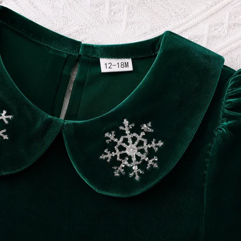 Completo per bambina con vestito in tulle con colletto a fiocco di neve e berretto - image 9