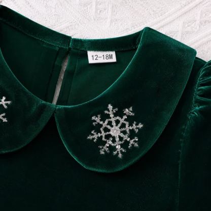 Completo per bambina con vestito in tulle con colletto a fiocco di neve e berretto - image 9