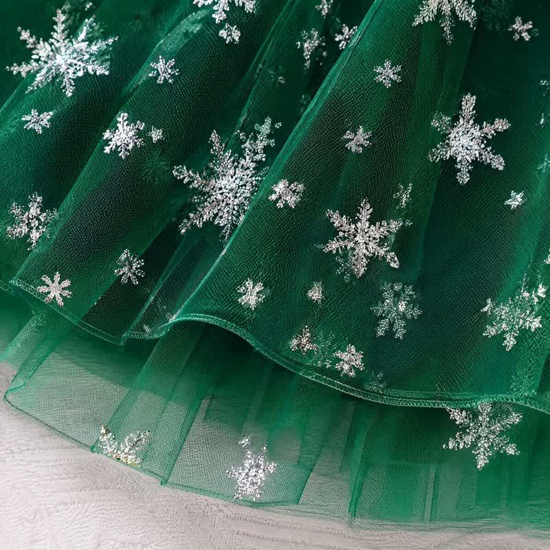 Completo per bambina con vestito in tulle con colletto a fiocco di neve e berretto - image 12