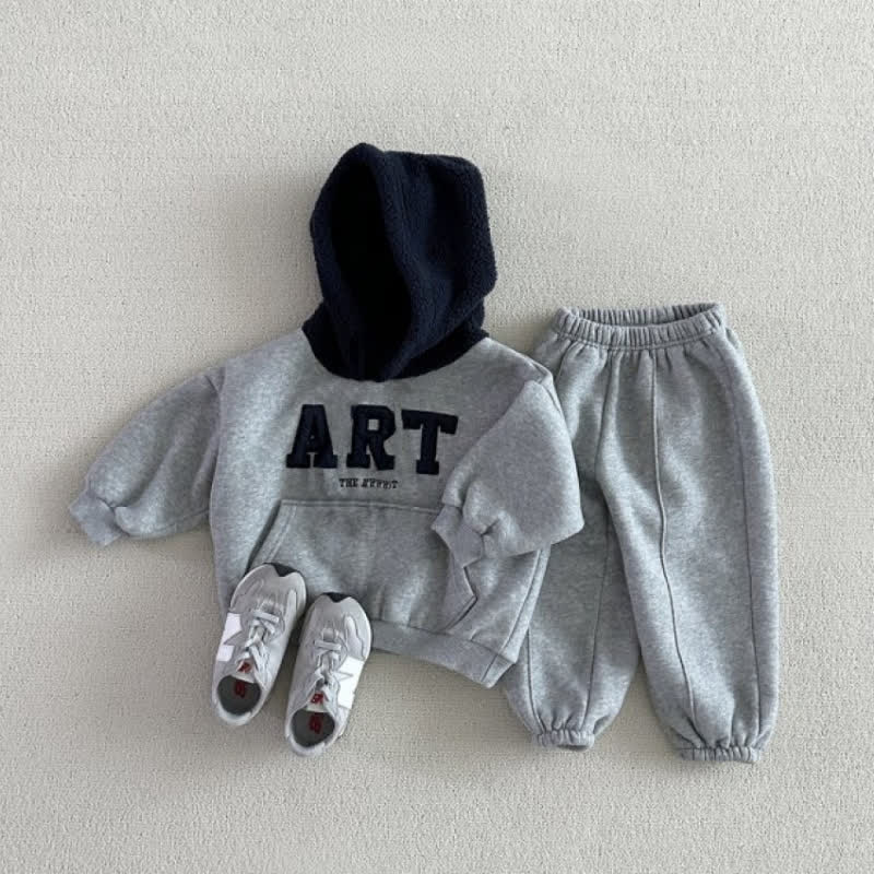 Completo ART per neonati e bambini composto da felpa in pile e pantaloni da jogging, due pezzi. - Grigio - 4-5T - image 2