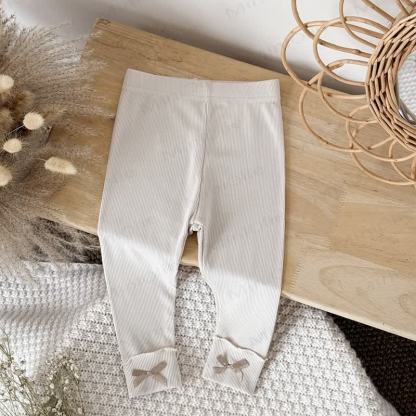 Leggings tinta unita con fiocco per bambina - image 10