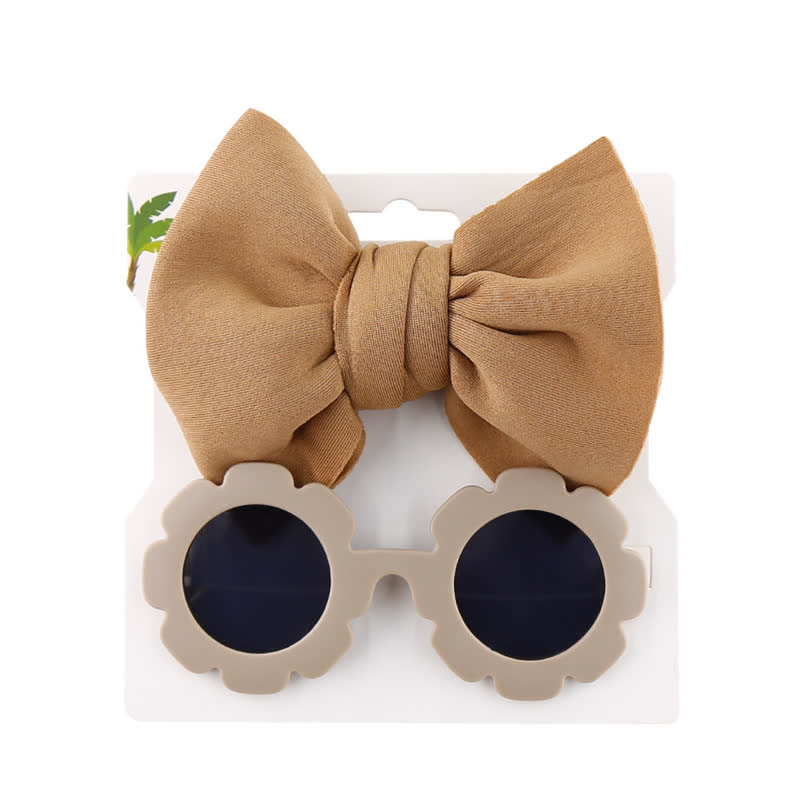 Set di occhiali da sole e fascia con fiocco per bambini - Cachi - image 6