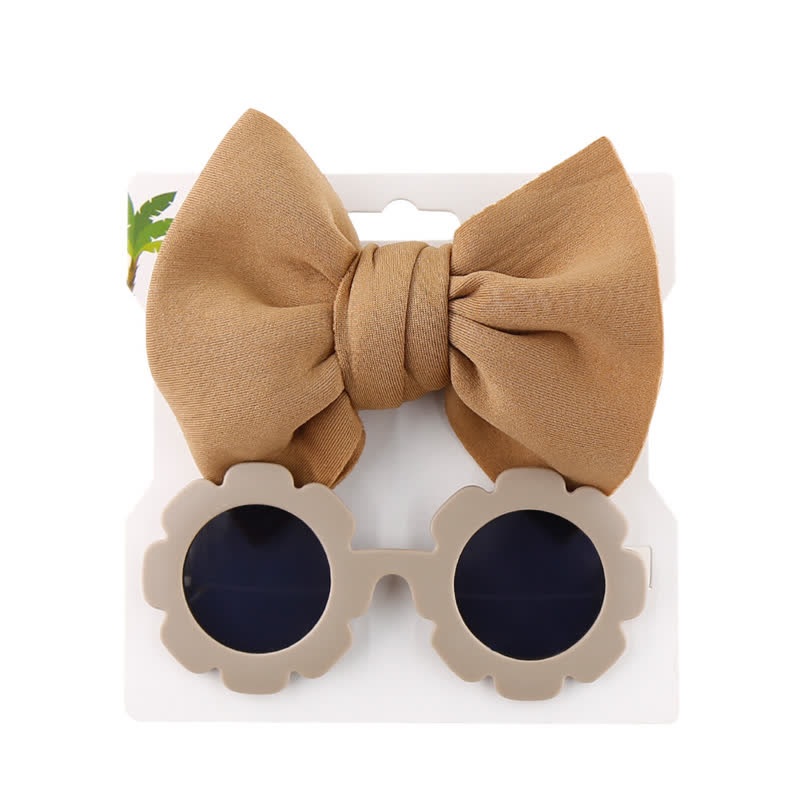 Set di occhiali da sole e fascia con fiocco per bambini - Cachi - image 6