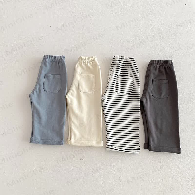 Pantaloni a righe/tinta unita per neonati e bambini - image 4