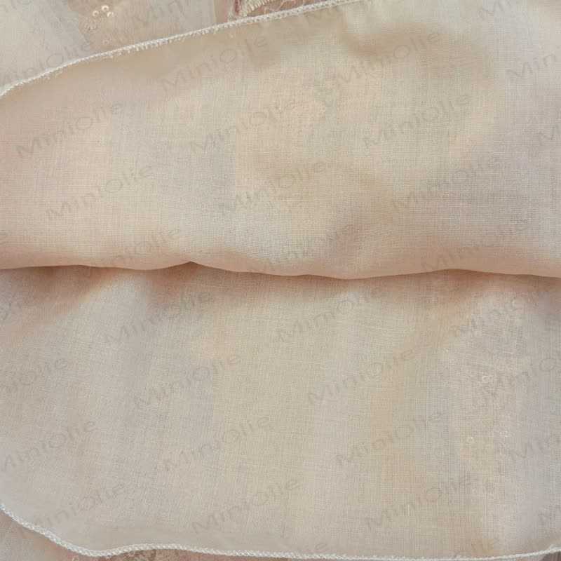 Vestito con maniche a palloncino in rete con paillettes per bambina - image 10