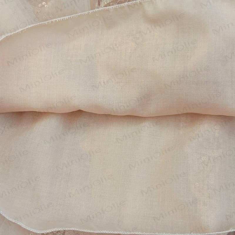 Vestito con maniche a palloncino in rete con paillettes per bambina - image 10