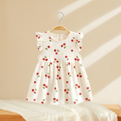 Vestito estivo da bambina con stampa e maniche a volant - Ciliegia bianca - 4-5T - image 5